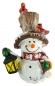 Preview: Bezaubernde Schneemänner mit Vögeln 2er Set ca. 8 cm - Weihnachtsdekoration
